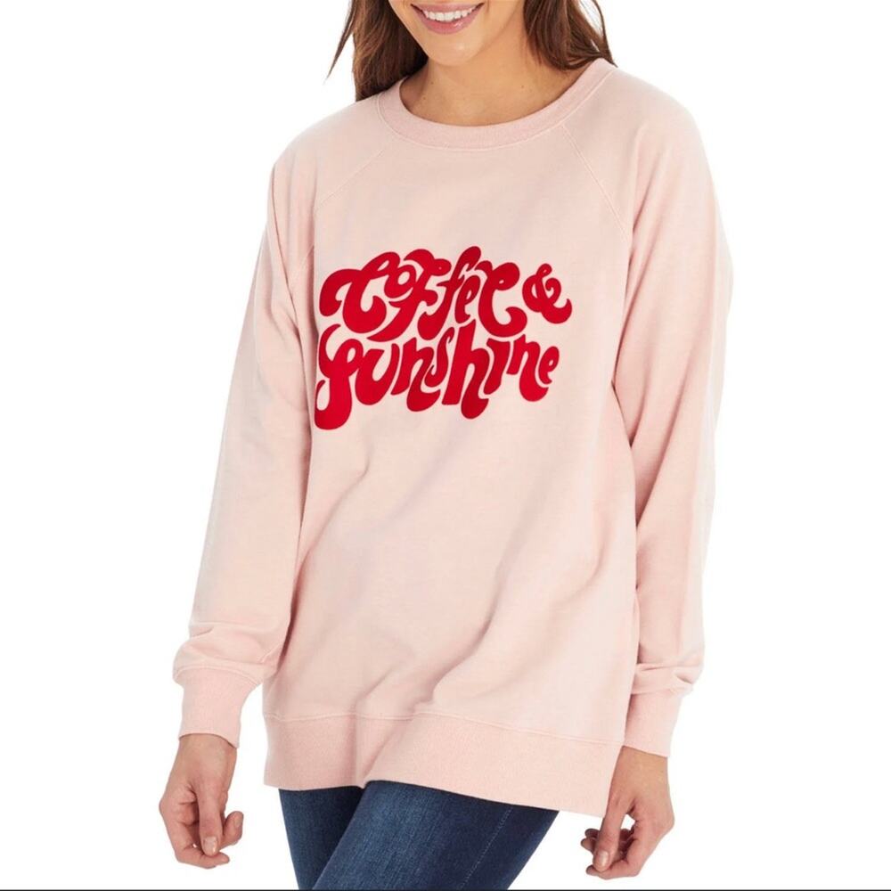WILDFOX Coffee and Sunshine cozy oversized barbiecore crewneck sweatshirt XL